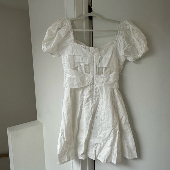 White Lace Puff Sleeve Mini Dress - Picture 6 of 9